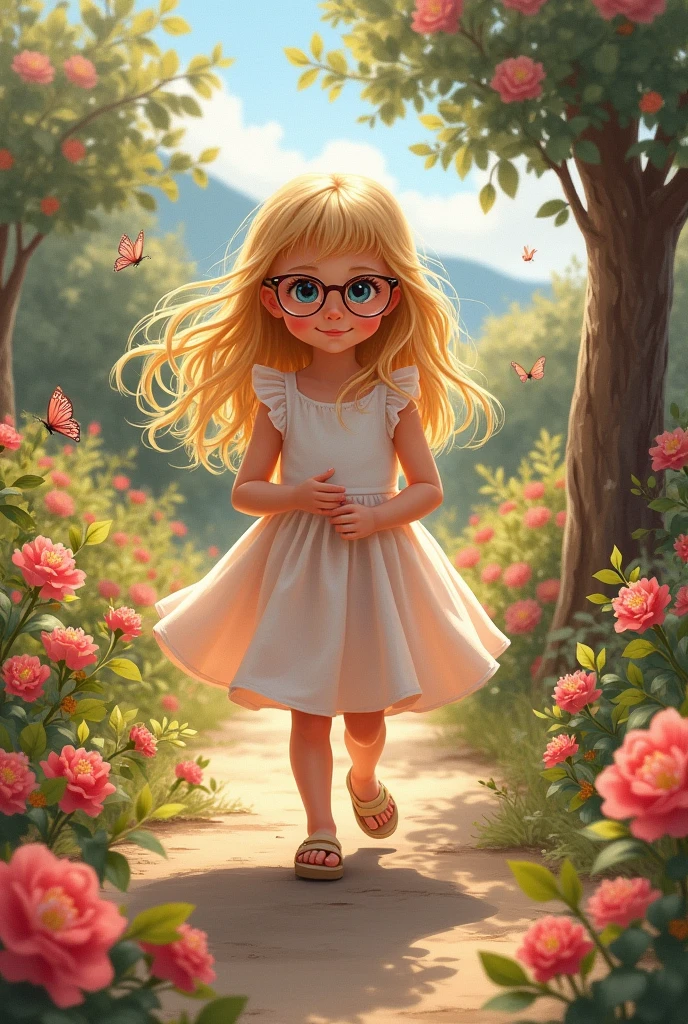 beautiful greek blonde girl de 3 ans , glasses