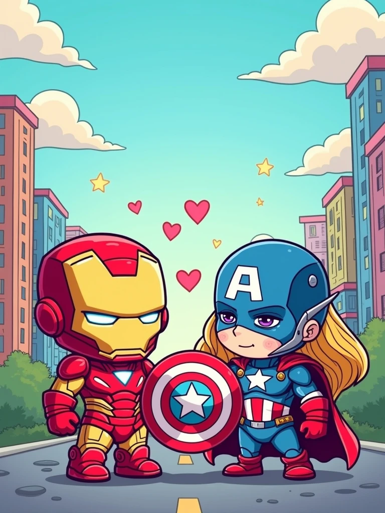 Chibi version of avengers STELL, full