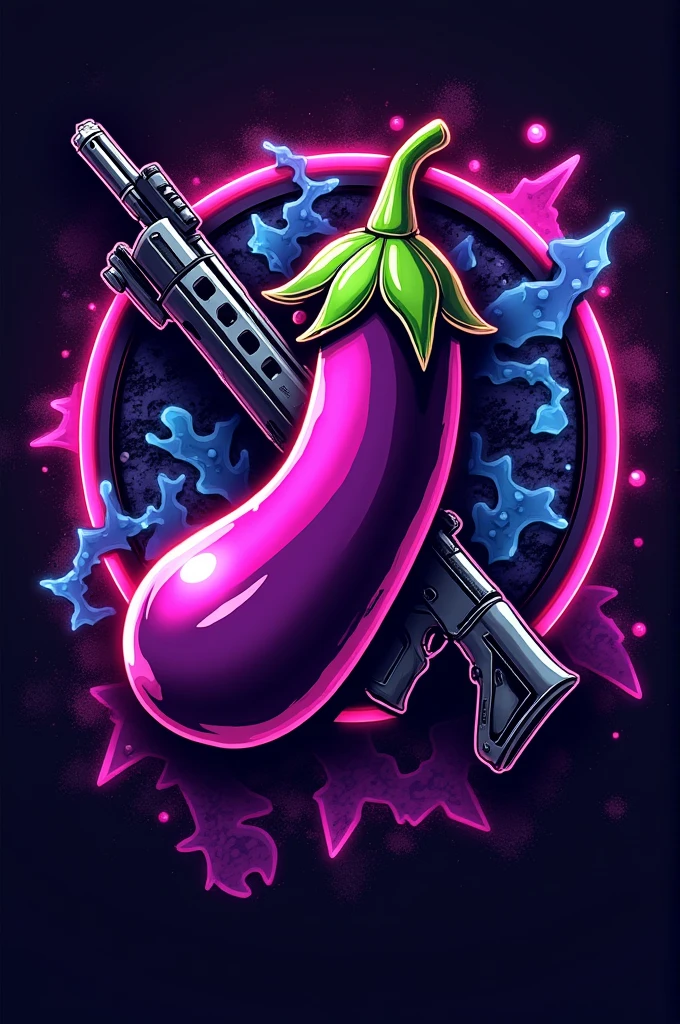 Make me a logo of brinjal in BGMI theme with m416