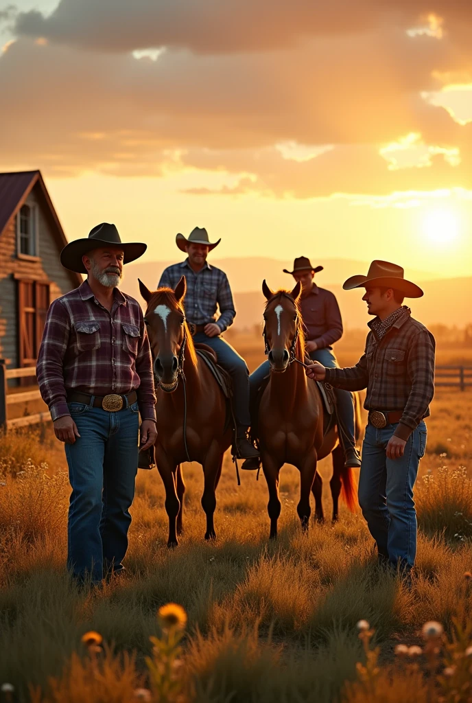 5 cowboy man working on a horse farm