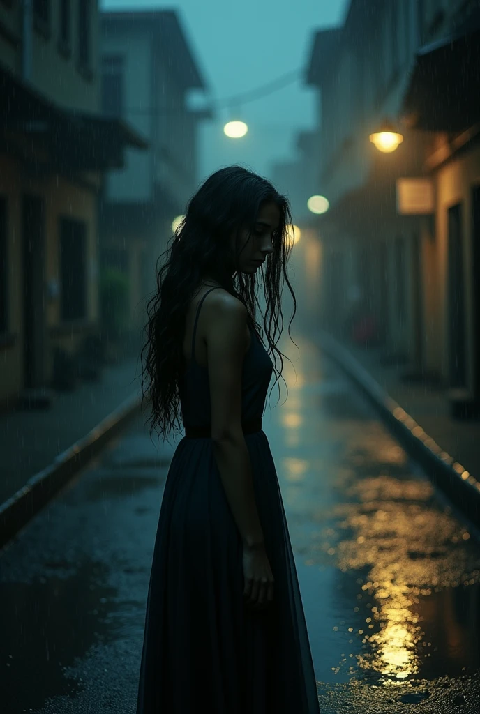 Here's the thumbnail based on the song "*Dil Se Juda*". The image captures the deep emotions of the lyrics, featuring a heartbroken woman standing in a dimly lit, rainy street.