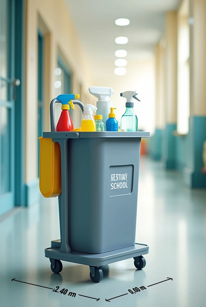 A school worker cleaning cart that is easy, comfortable and feasible with exact height and width measurements, I don&#39;t want to see the cleaner, just the cart, but I want to see how big it is because I want to make it a reality. I WANT TO SEE THE APPROXIMATELY MEASUREMENTS IN METERS, HEIGHT EXAMPLE OF 1. 40 CM WIDTH 80 CM so that the measurements are clearer