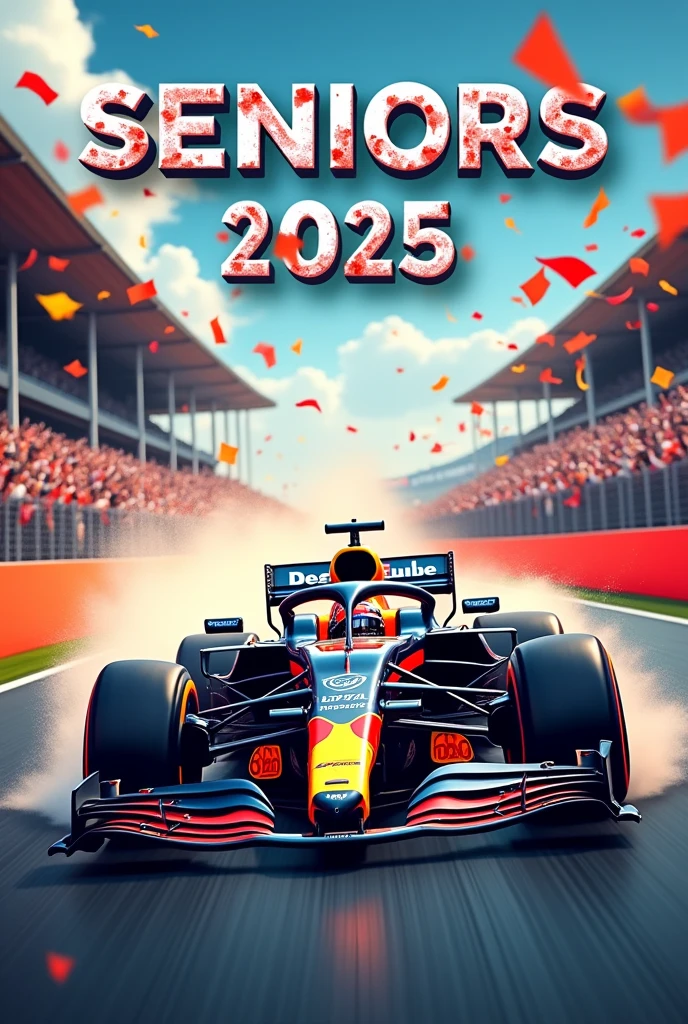 Create a cover page that gets to the idea of Seniors 2025 that it’s about Formula 1