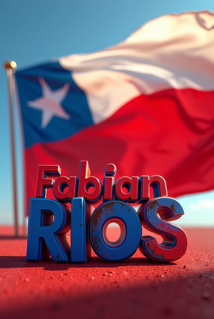 Name "Fabian Rios" in red and blue with a Chilean flag waving