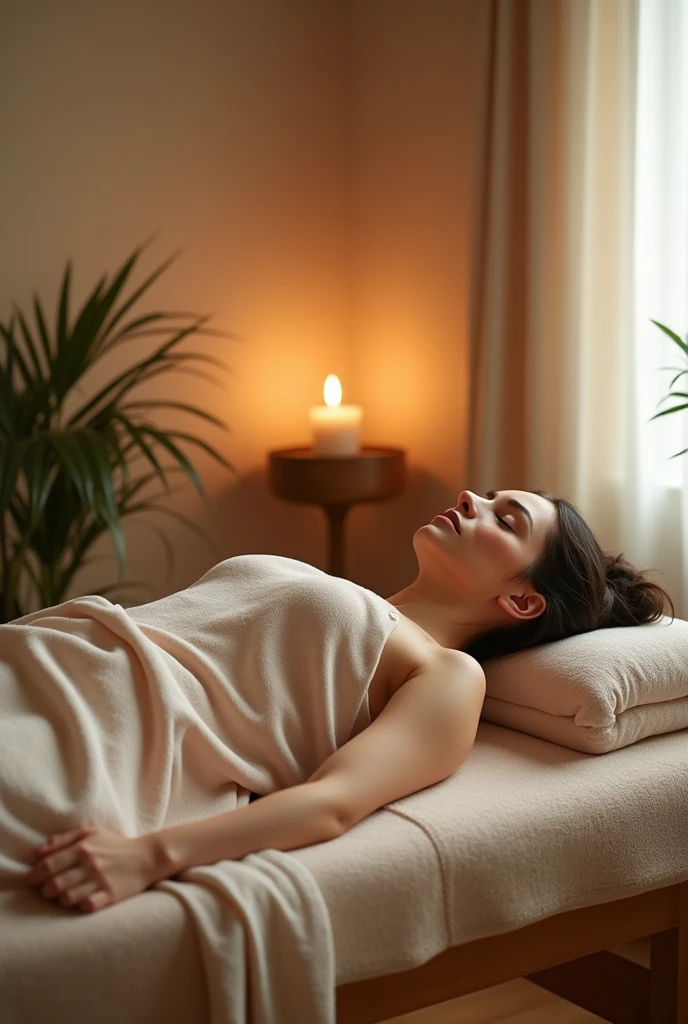 person lying down with clothes on , receiving relaxing therapy