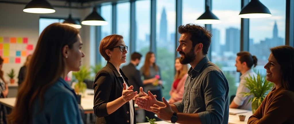 Employees talk to each other but have different opinions.