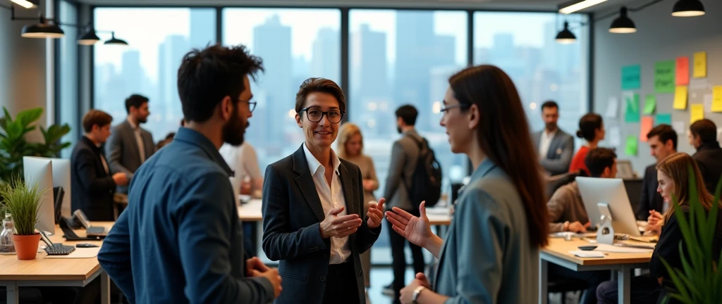Employees talk to each other but have different opinions.