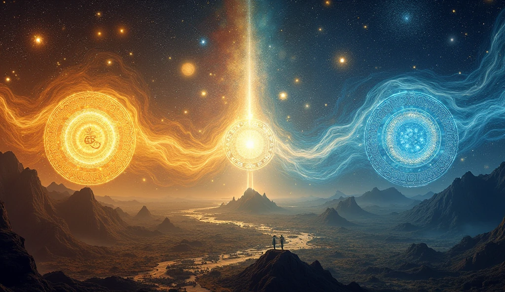 1. Timeline of Yugas: Illustrate the duration of each Yuga in "divine years" and "earth years" as described.

• Satya Yuga: 4800 divine years (1,728,000 earth years)
• Treta Yuga: 3600 divine years (1,296,100 earth years)
• Dvapara Yuga: 2400 divine years (864,000 earth years)
• Kali Yuga: 1200 divine years (432,000 earth years)