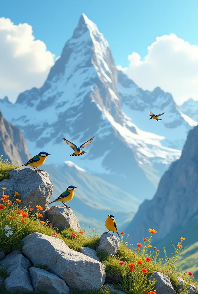 Little birds on the mountain