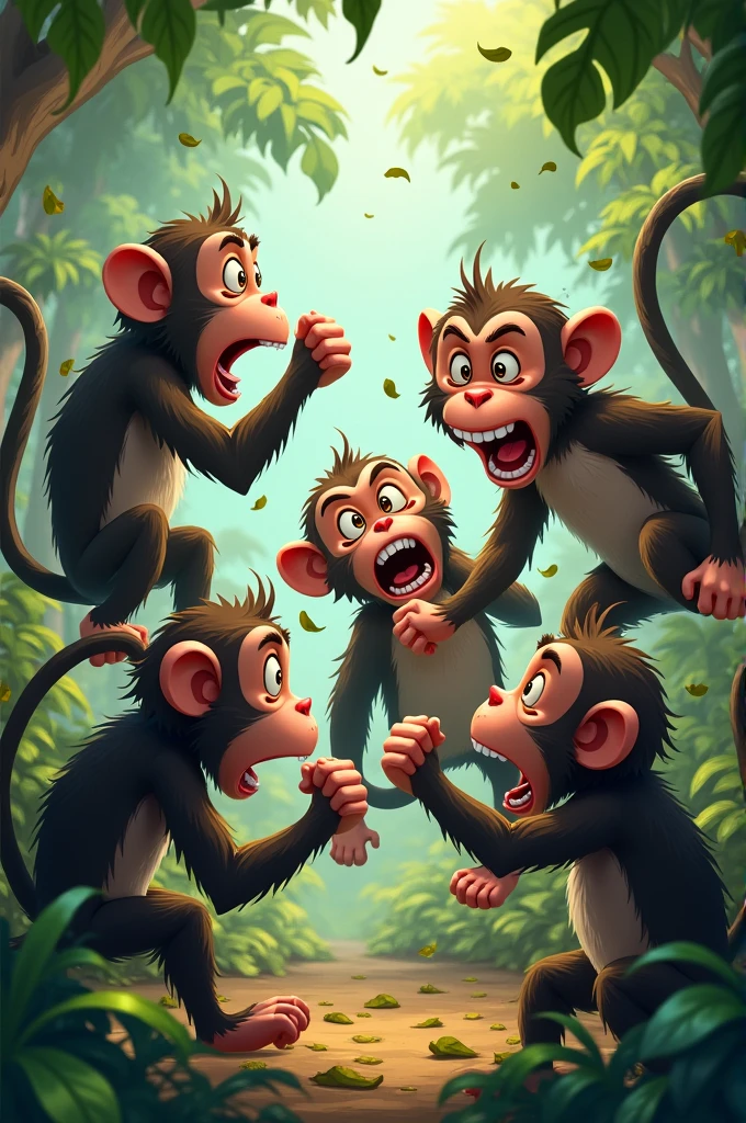 Several angry monkeys arguing