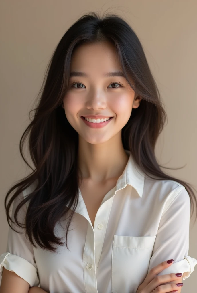 (photorealism:1.2), beautiful pinay 
teen, for work application id photo
