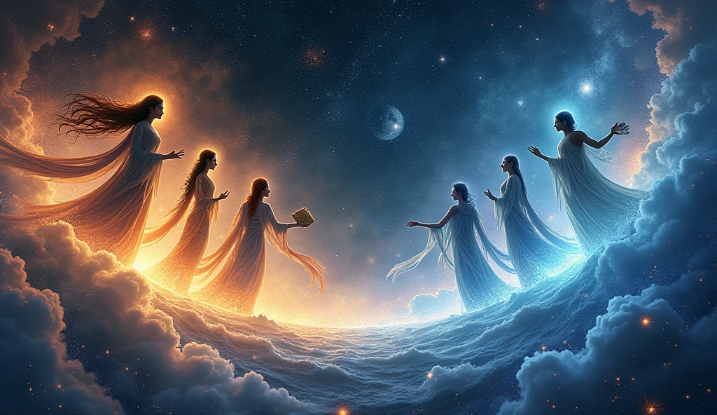 1. Timeline of Yugas: Illustrate the duration of each Yuga in "divine years" and "earth years" as described.
• Satya Yuga: 4800 divine years (1,728,000 earth years)
• Treta Yuga: 3600 divine years (1,296,100 earth years)
• Dvapara Yuga: 2400 divine years (864,000 earth years)
• Kali Yuga: 1200 divine years (432,000 earth years)