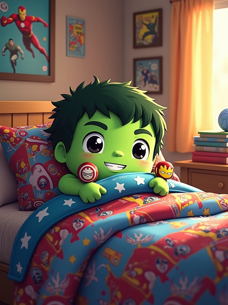 Chibi version of avengers  hulk bed