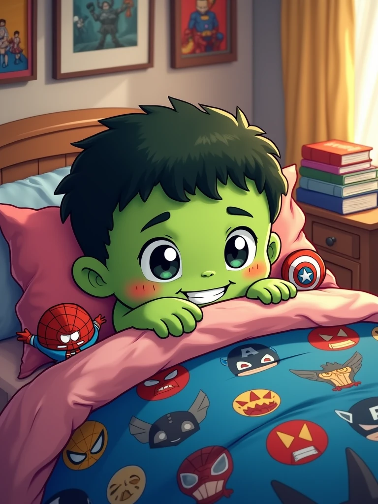Chibi version of avengers hulk bed