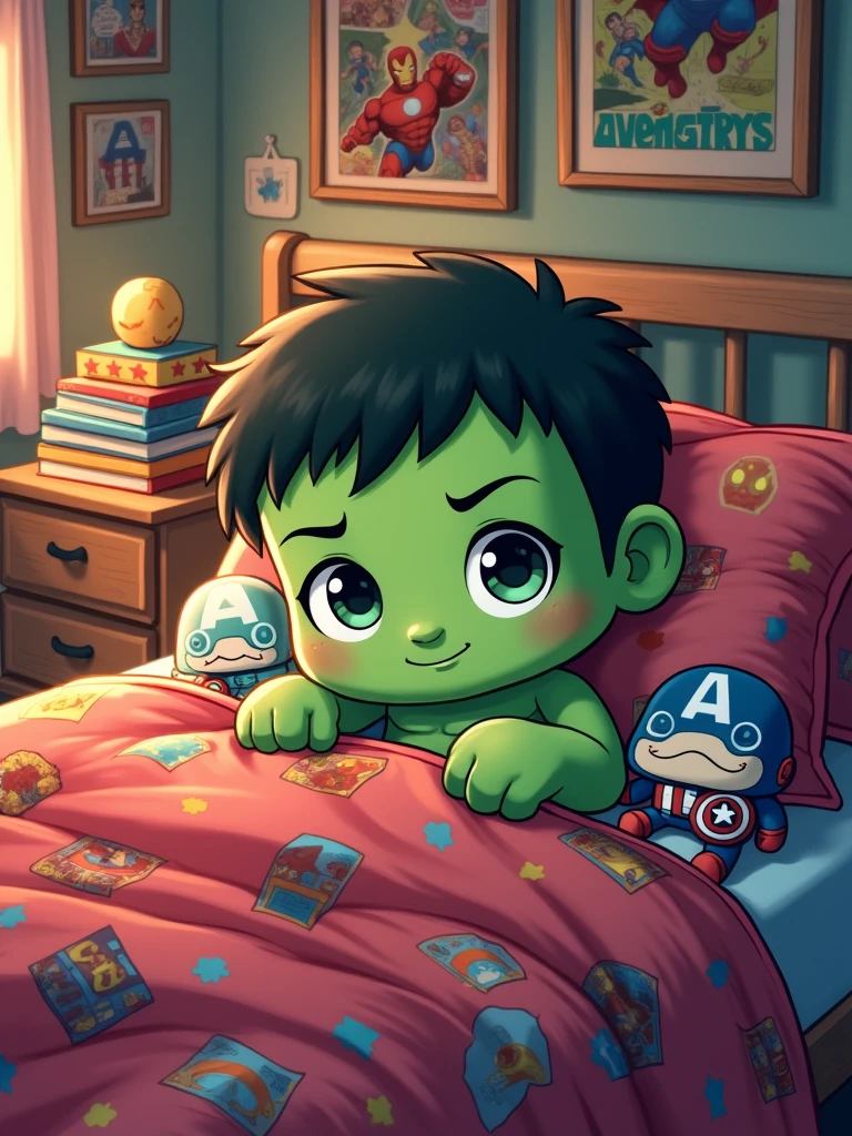 Chibi version of avengers hulk bed