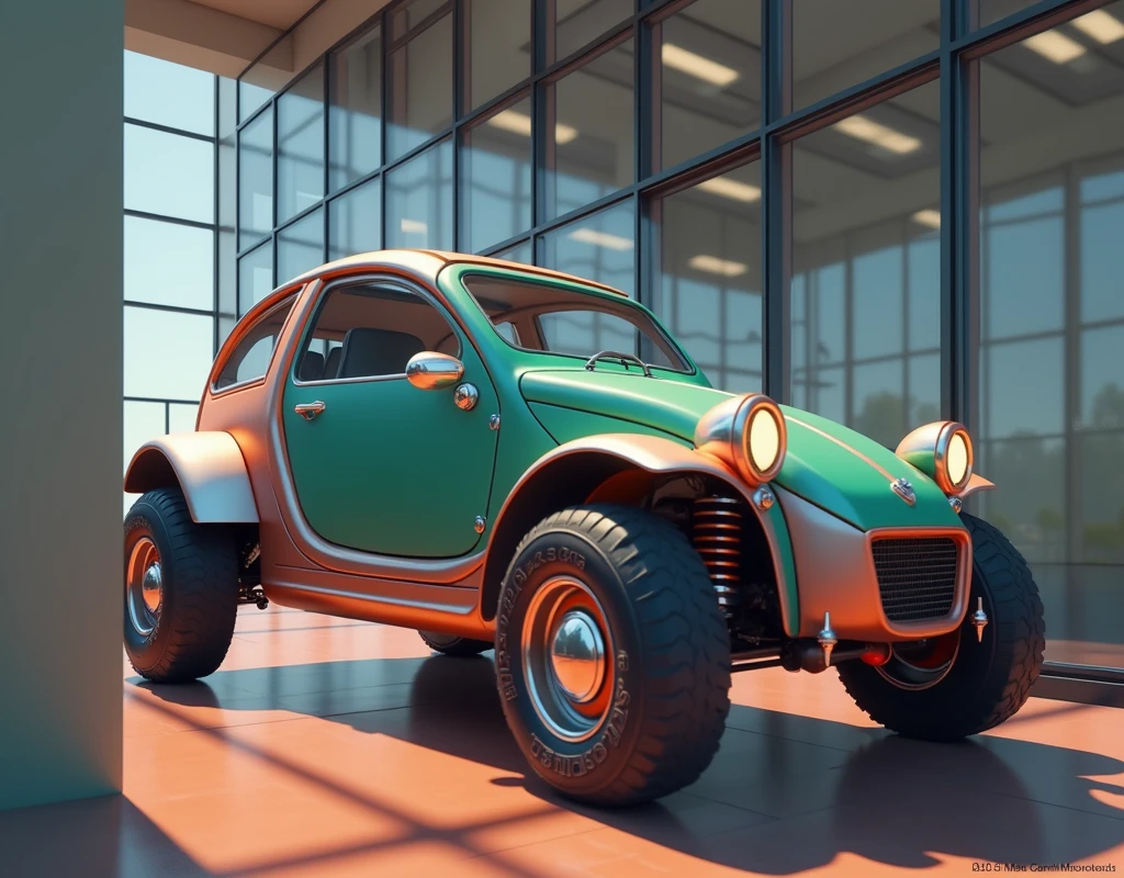 there is a car that is parked in a building with a lot of windows, daniel maidman octane rendering, octane ray tracing, hyper real render, wojtek fus, octane highly render, octane cgsociety, 8 k octane detailed render, 8k octane 3d render, buggy, octane 8 k render, octane 8k render, octane renderer. cgsociety