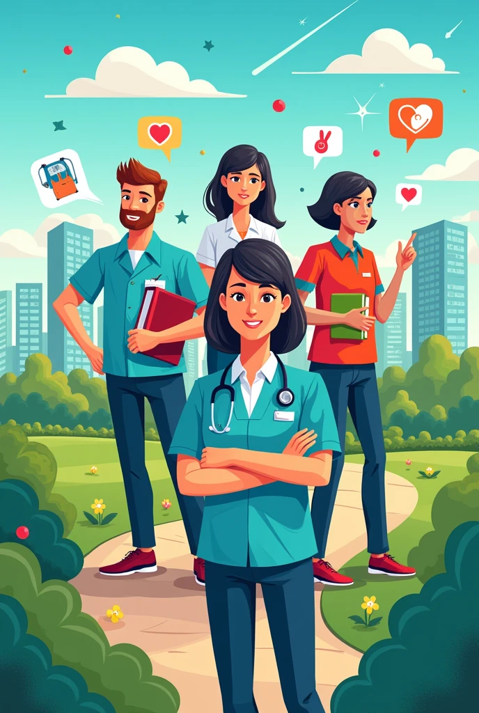 Poster about work, health and education