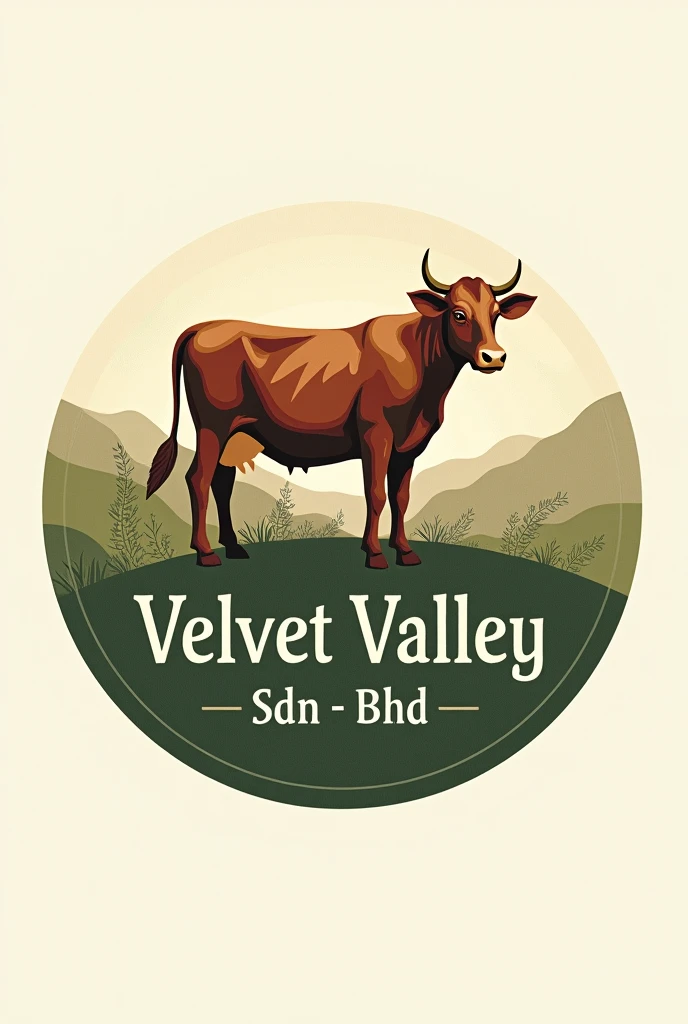 Cow logo with name of velvet valley sdn bhd