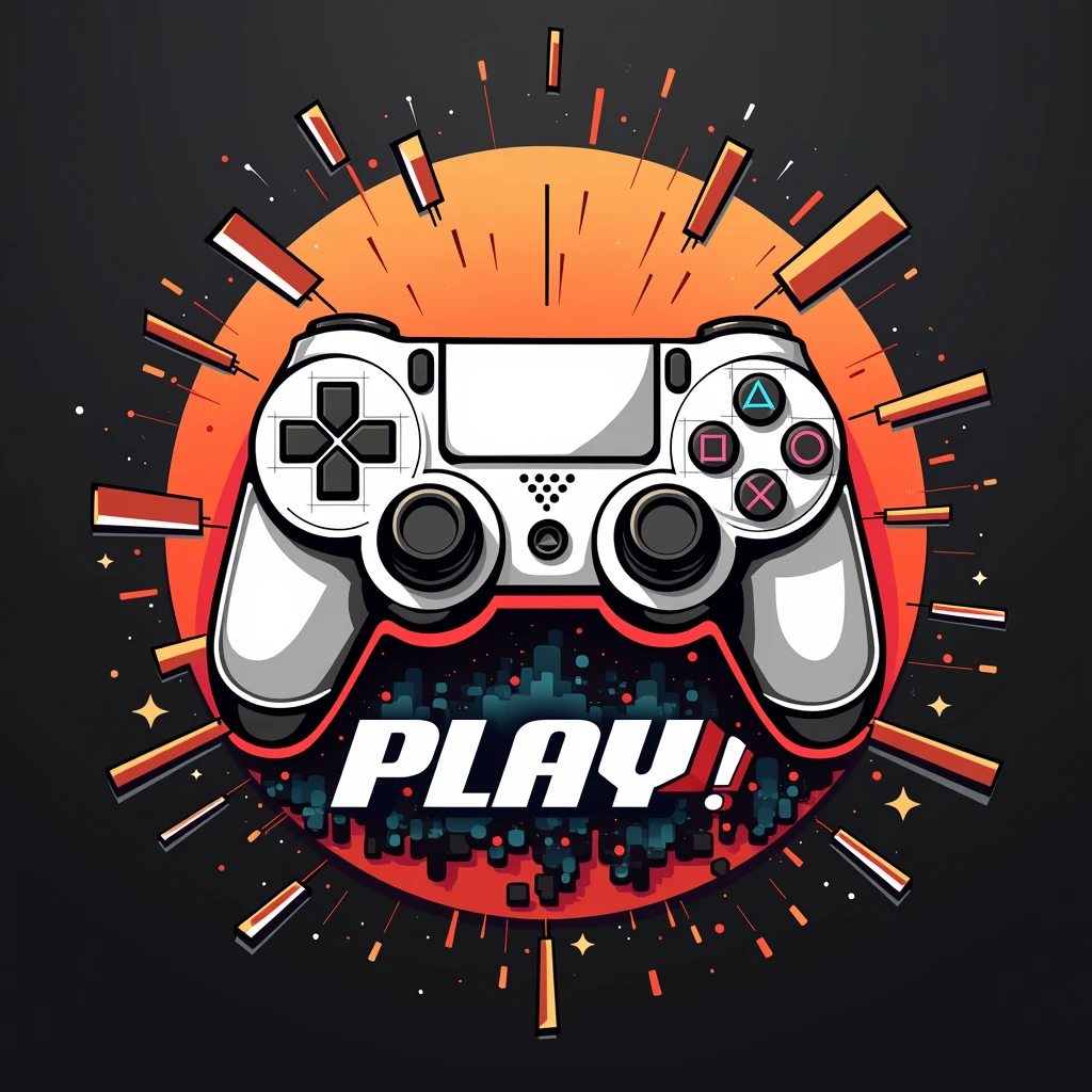 Logo com nome DH PLAY, com tema de video game e controle de playstatio 4