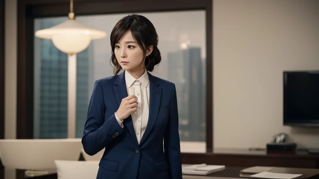 A woman investigating、Wearing a suit、35-year-old woman、4K、((Masterpiece))、(Delicate)