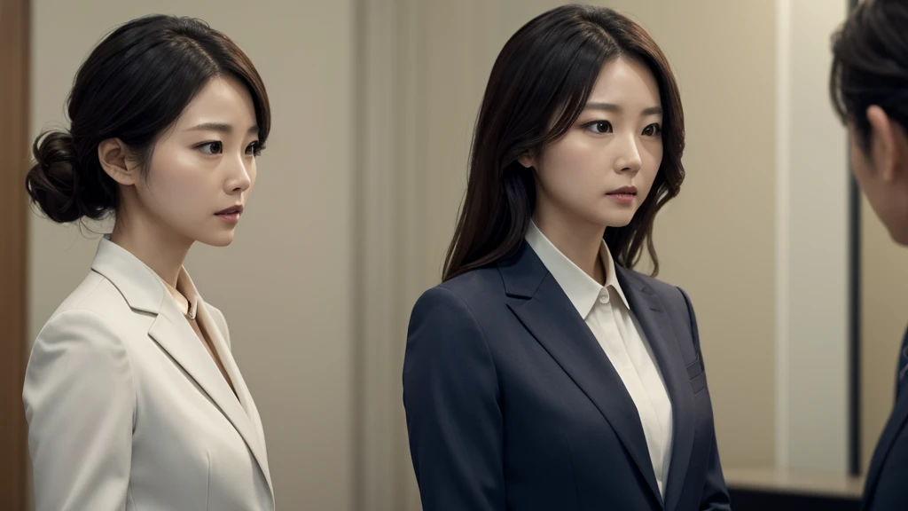 A woman investigating、Wearing a suit、35-year-old woman、4K、（（Masterpiece））、（Delicate）