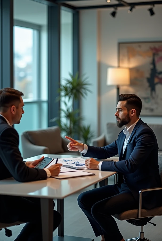 a businessman trying to get credit from a bank