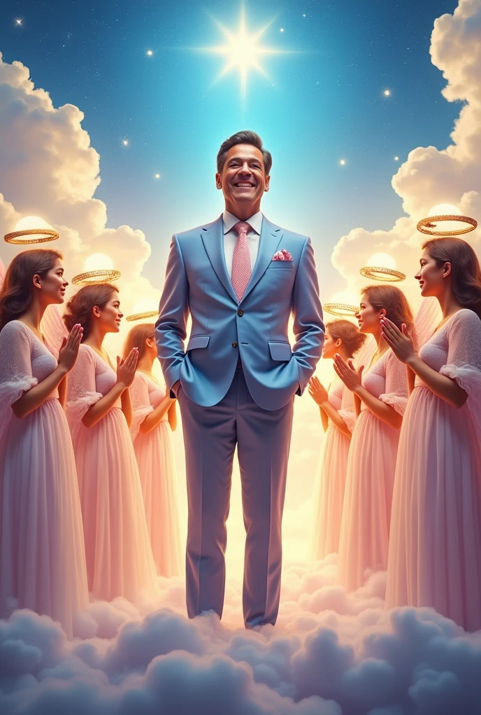 Silvio Santos with an audience of seated angels