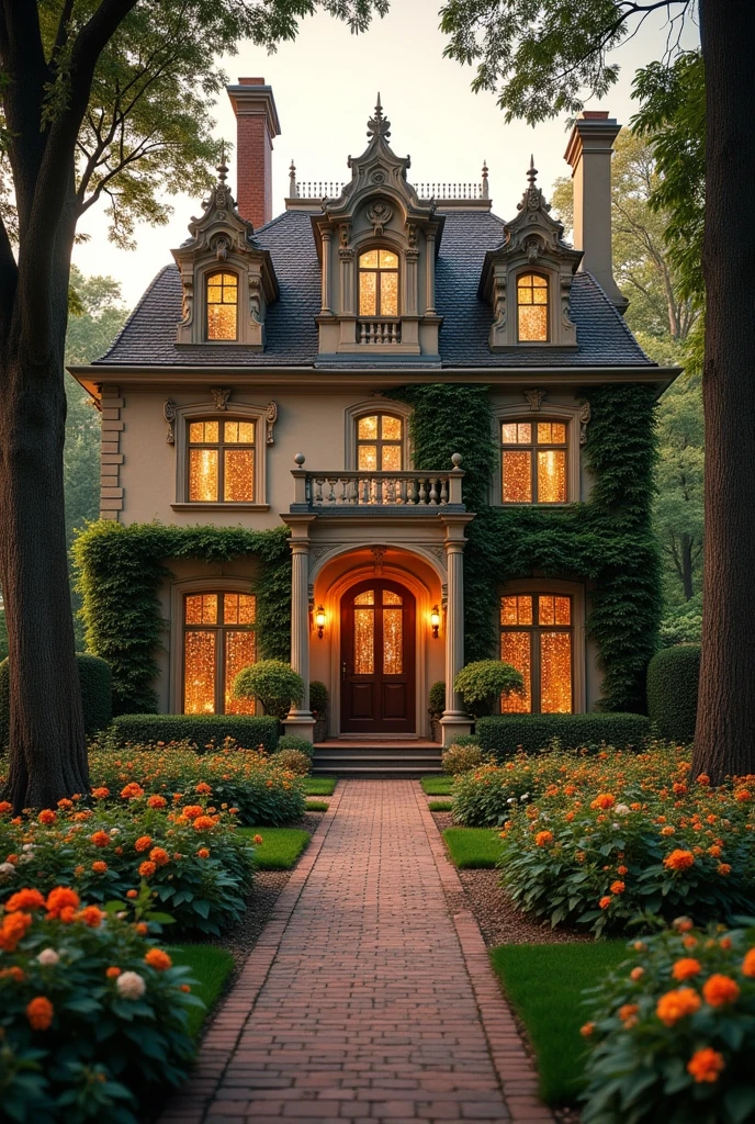 Generate a house with a super elegant face