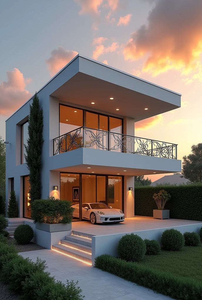 Create a house with a super elegant face but that is modern
