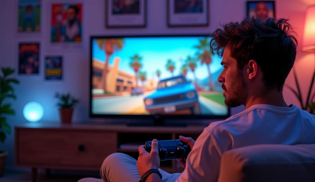 For playing Grand Theft Auto: Pattaya 2016 on PlayStation 4 is currently in the process of being played on the TV screen.