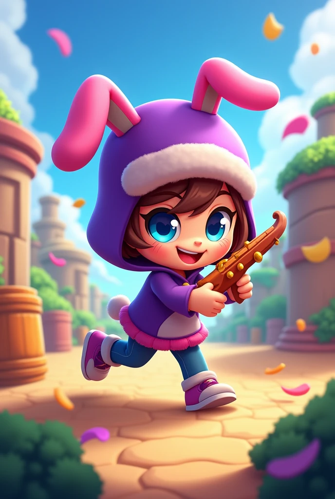 Make an illustration of Bonnie from the game Brawl Stars