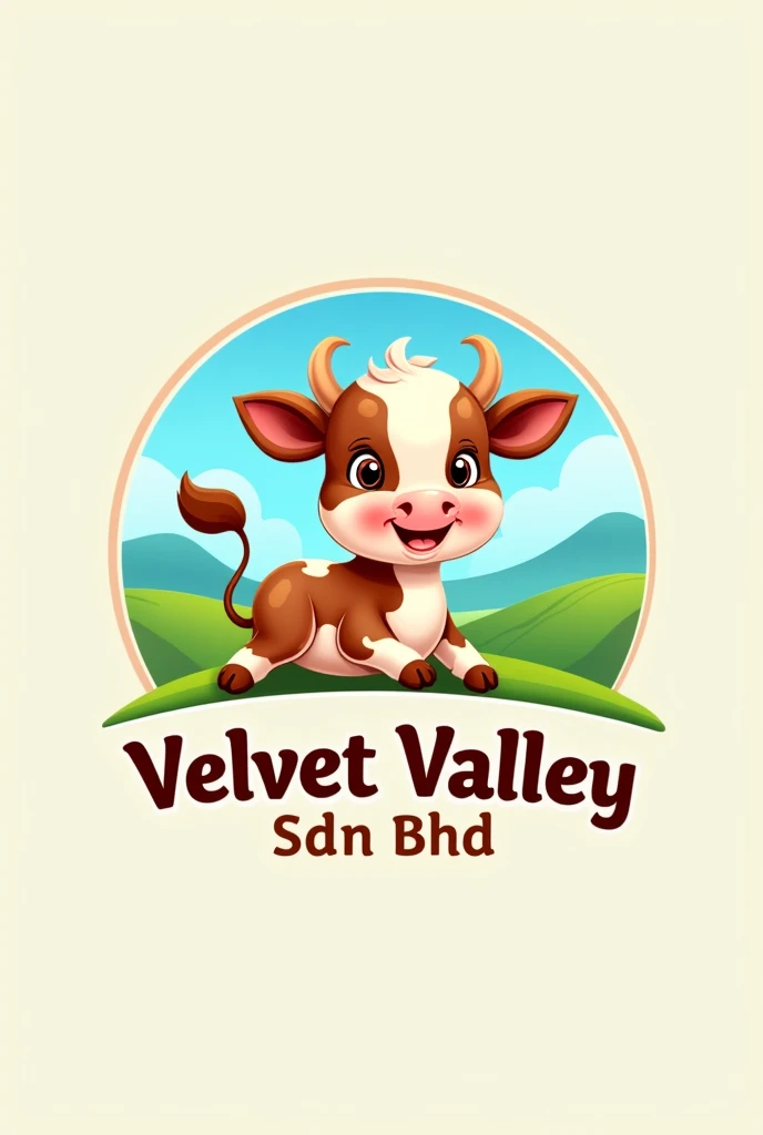 Cow logo with name of velvet valley sdn bhd