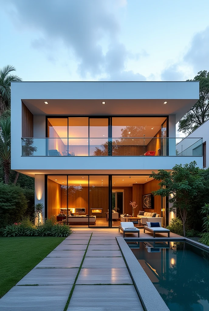 Create a house with a super elegant face but that is modern More elegant and modern Much more modern