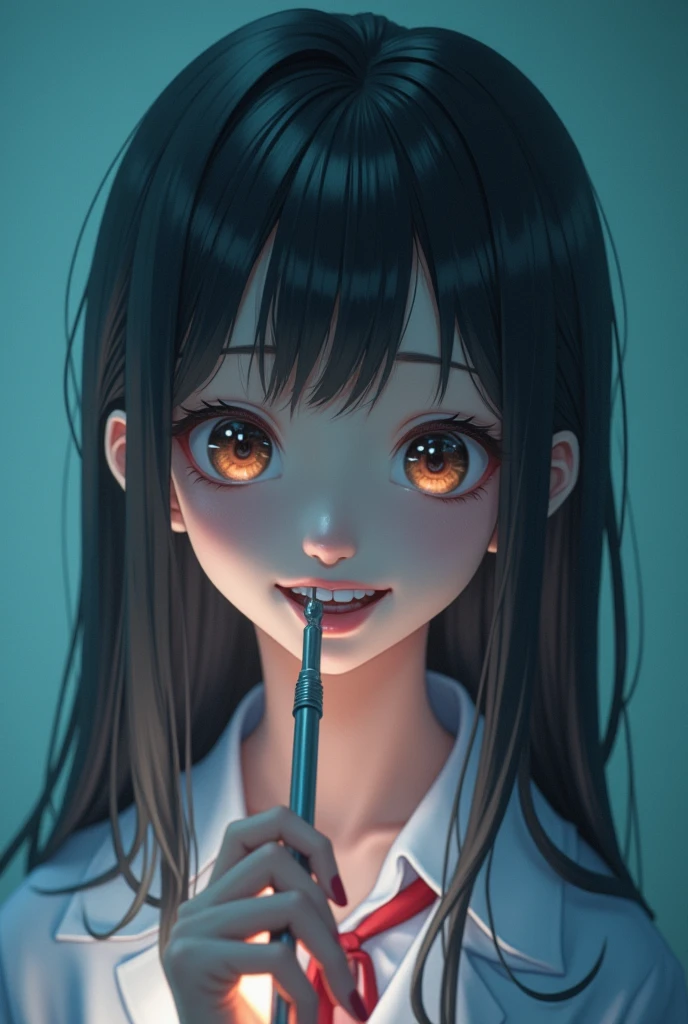 masterpiece, highest quality, (solo focus), (perfect face:1.1), (high detail:1.1), (hyper detailed eyes),Male patientはドギースタイル、Bright torture chamber、High School Uniform、1XGALX Mistress 、performing colonoscope insertion、(Sadistic schoolgirl inserts colonoscope into patient's anus:2)、1XG member mistress with colonoscopy、A crazy smile、Look at viewers、He enjoys inserting a colonoscope into his patient's anus.