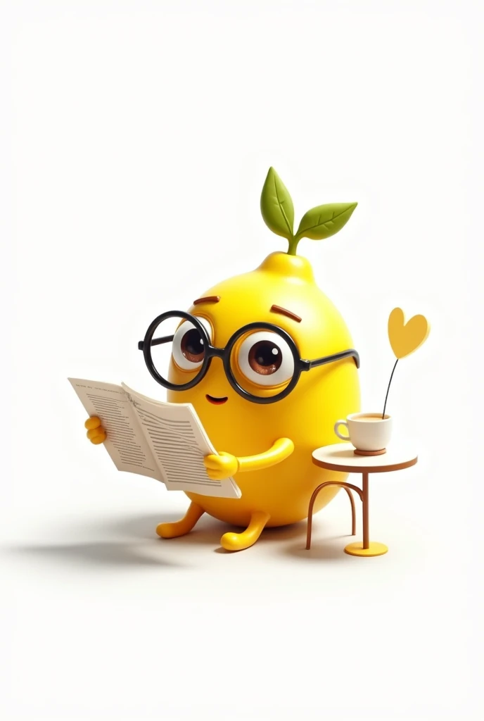 Lemon bb reads a newspaper with a white background