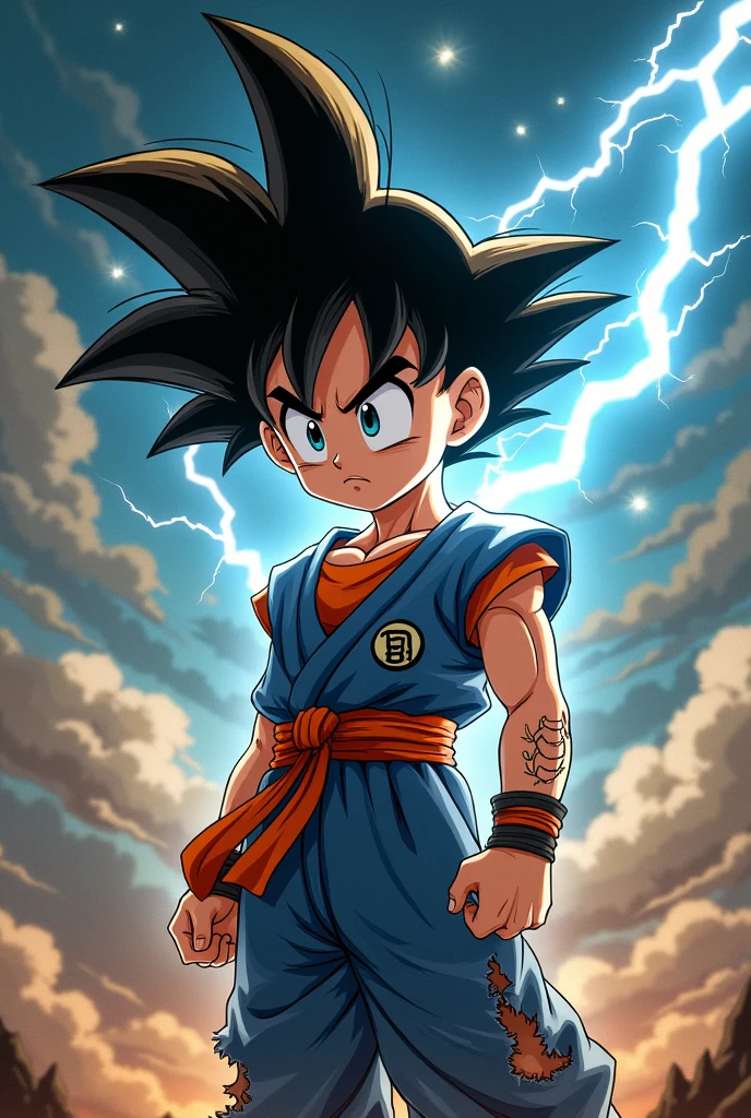 1boy, male focus, gohan super saiyan 2 dragon ball z, injury, electricity,, masterpiece, best quality, very aesthetic, absurdres.