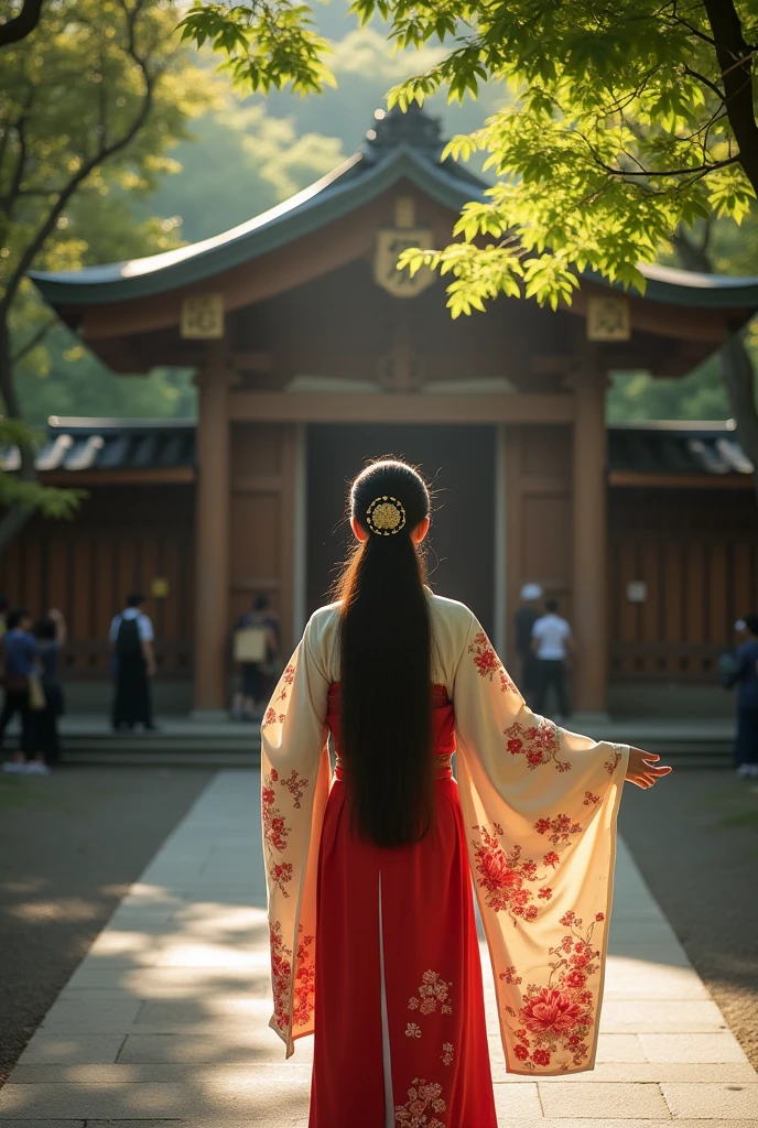 Japanese、adult、Shrine maiden、beautiful、front、Real、Background is God々Shii