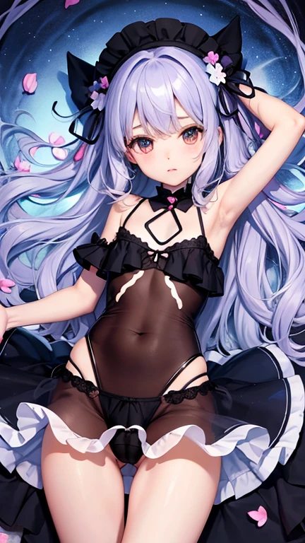 Highest quality, 6 year old female, Flat Chest, whole body, Frame from head to toe, Hata, Thin thighs, Bloomers, bend over, Buttを見せる( Butt), Outdoor, cute girl, cute , String panties,Put your finger on your panties、Stick out、Angelic, Thin fabric, See through, God's Rays, Fluffy Clouds, Colorful flower garden, Mysterious eyes of the starry sky,Deep starry sky,Mysterious,unknown,Movie atmosphere,negative dark mode,Fantastic,Spectacle,Dream of Looking Up at the Infinite Universe,Infinite galaxies,A supernova attacked by a dangerous black hole,Planktonic nebulae、Ominous atmosphere、negative dark mode、The atmosphere of the Matrix、Rotating numeric codes、abyss,Stairs to the sky Flash photography, High chroma