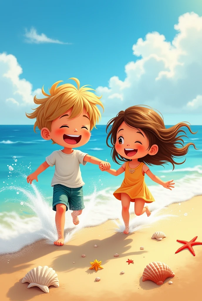 Boy with a girl on the beach
