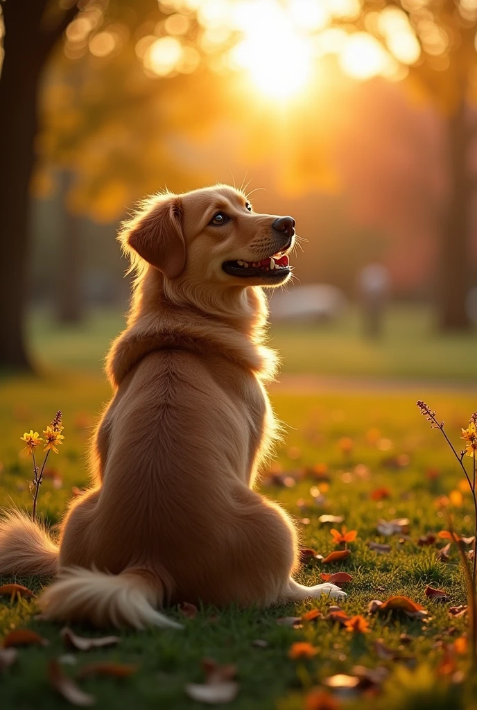 Hungry dog thinking about his owner