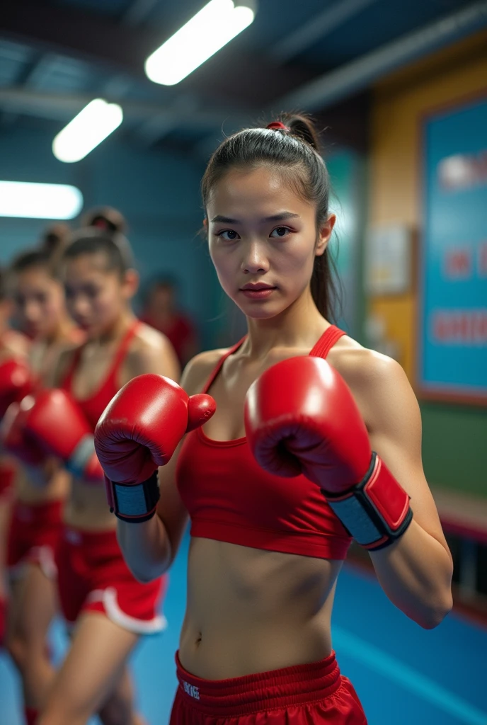 Shandong beauty athletes,Very tall body,fist training