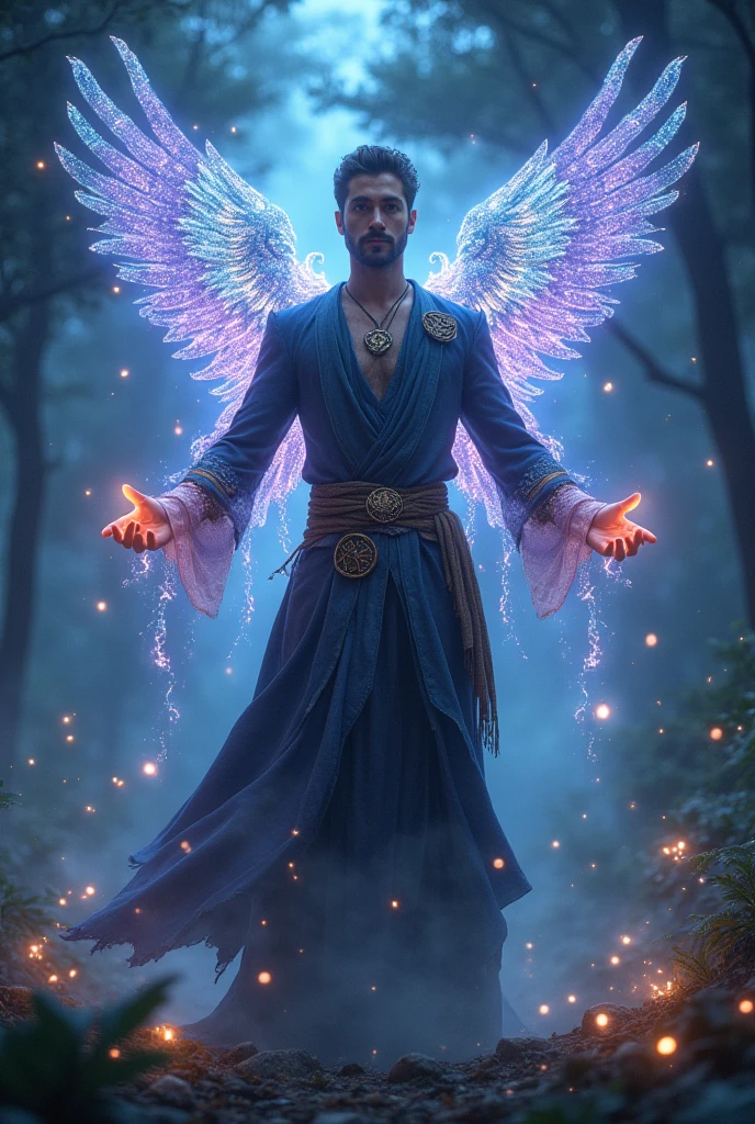 Male character who uses meta magic and wears wings