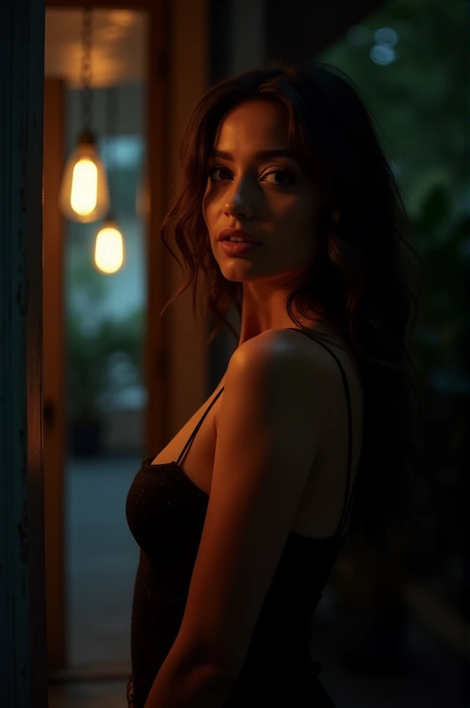 Alex pauses at her doorway, tossing a coy glance over her shoulder. Her voice is low and alluring as she speaks. Dm Chohan, I'm waiting for you… She bites her lip, eyes sparkling with barely restrained desire, before disappearing into her house, an unspoken invitation hanging in the air.