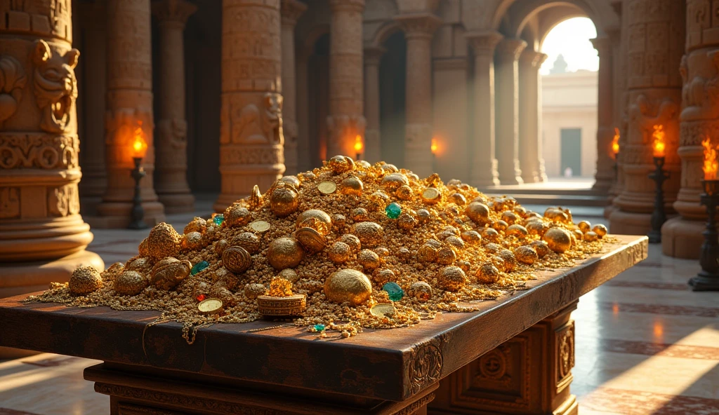 temple table full of riches
