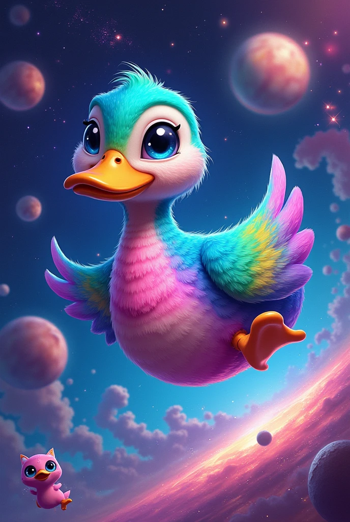 A mutant duck in space