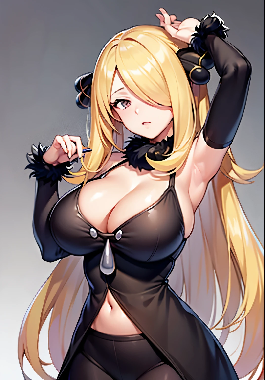 Busty think anime cynthia from pokemon with big breasts