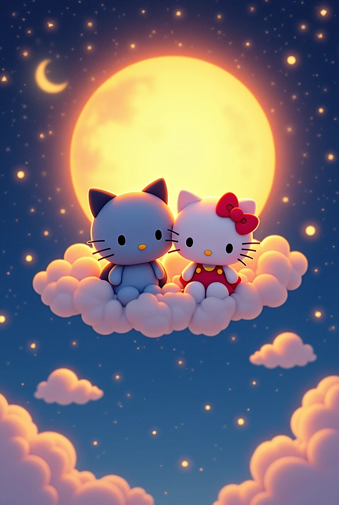 Sun and moon together but the moon is Kuromy and the sun is Hello Kitty