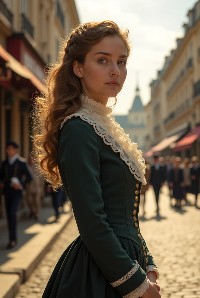 Cosette in a Parisian uniform from the 1800s. Cosette&#39;s appearance represented the transition from a mistreated child to one with dignity and respect.. As in his 18-20 years