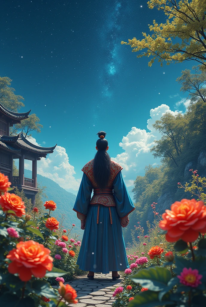Maximum quality, Cao Cao_resolution, distinct_imageio, detailed back ground, Kizi, flowers, Garden, starry sky,