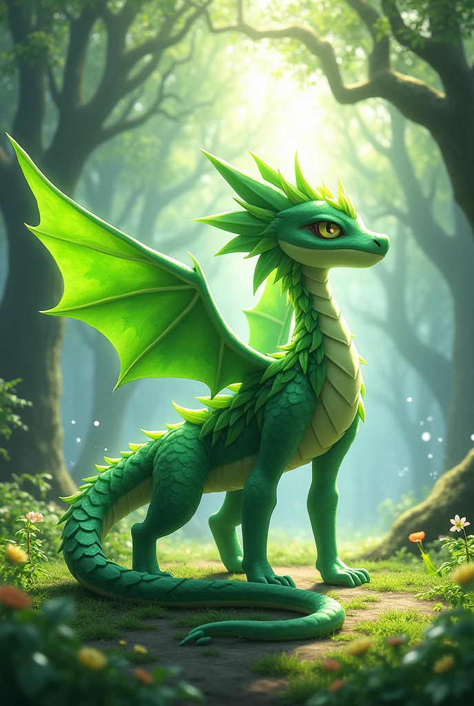 Create a legendary grass and dragon pokemon image